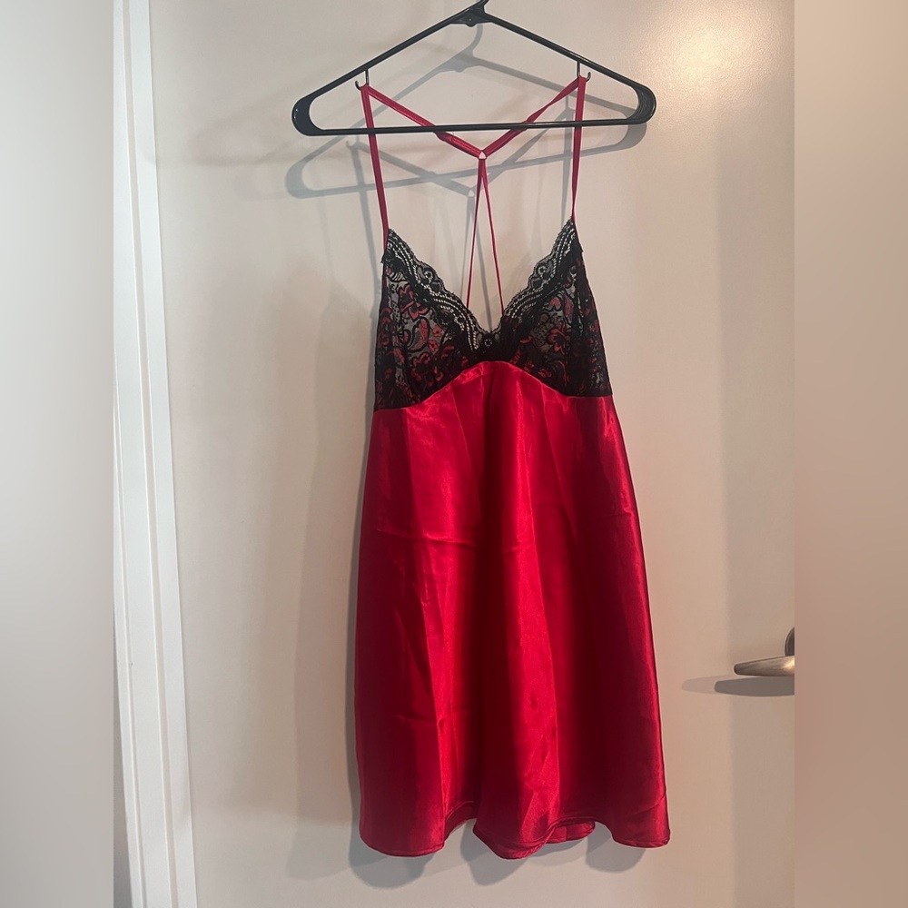Linea Donatella Red and Black Lace Chemise